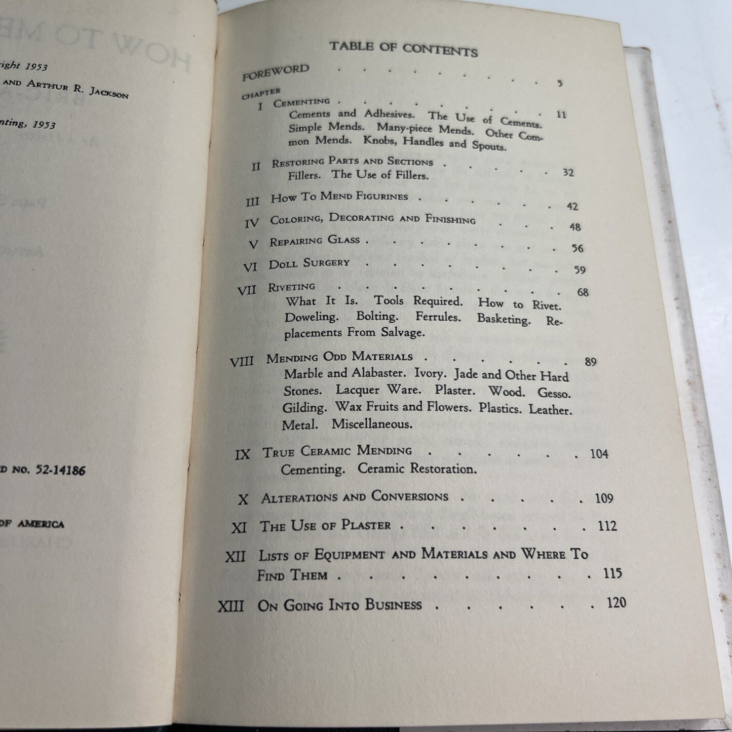 How To Mend China And Bric A Brac 1953 HC DJ by St. Gaudens & Jackson 2nd Pr