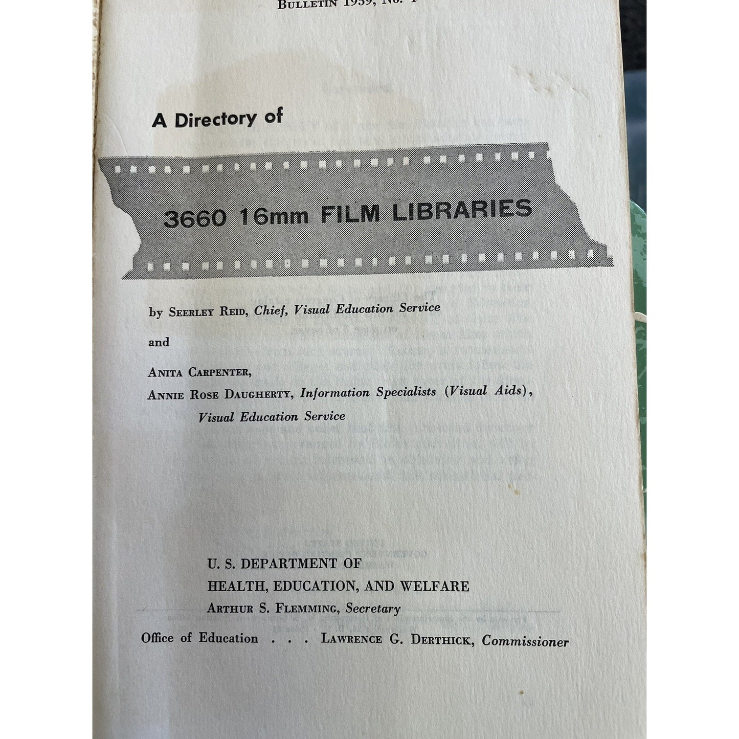 A Directory Of 3660 16mm Film Libraries By US Dept Health Ed & Welfare 1959