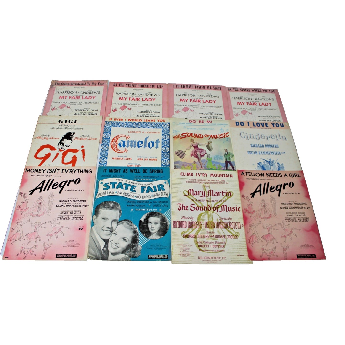 12 Pc Vintage Sheet Music: Lerner & Loewe, Rodgers & Hammerstein
