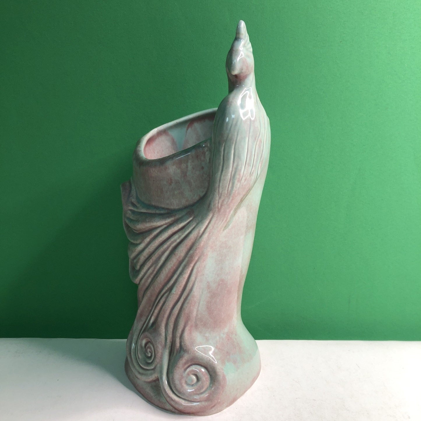 Vtg MCM CALIFORNIA CA Pottery - West Coast Pottery Peacock Vase Planter Figurine