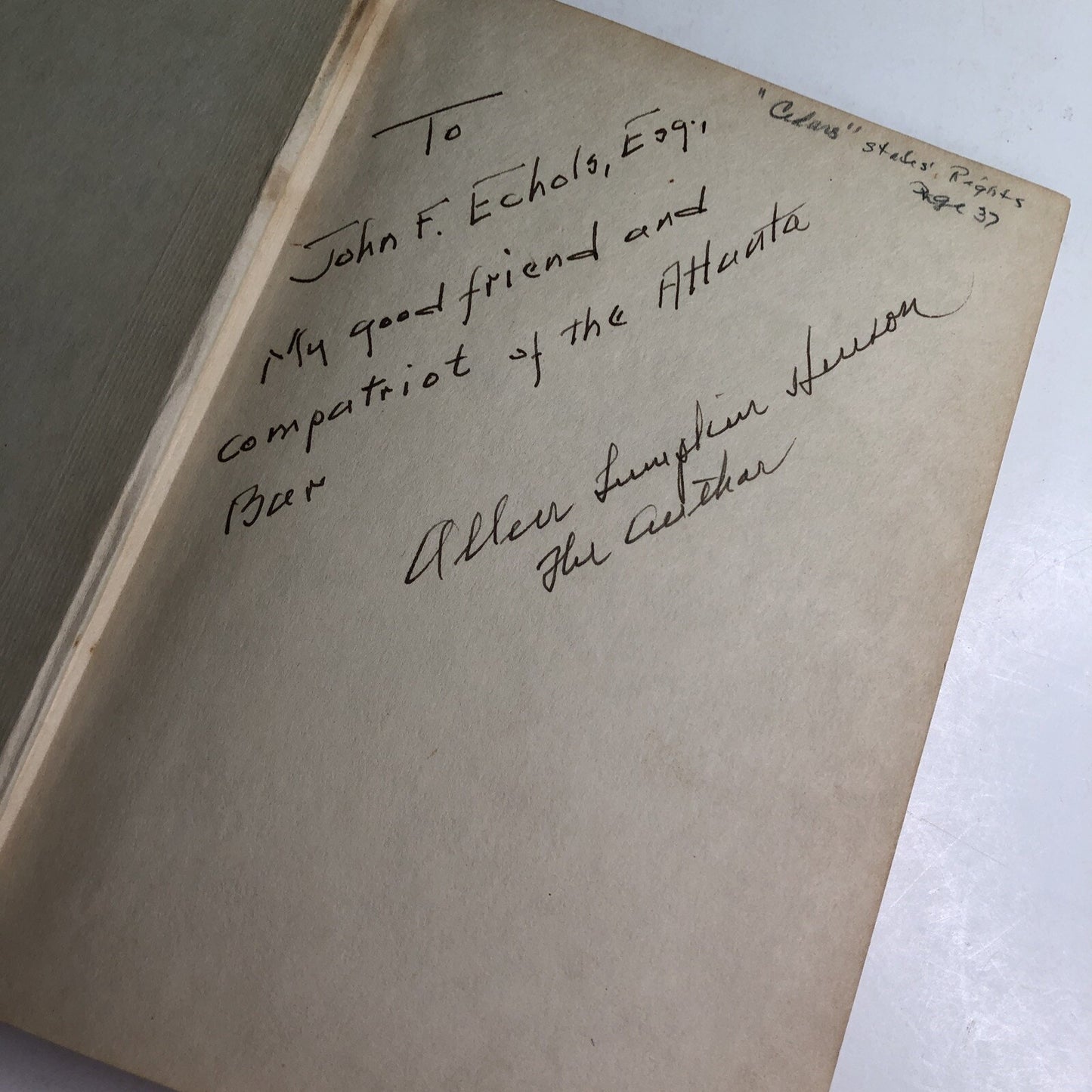 1945 Red Galluses Georgia Politics SIGNED First Edition Allen Lumpkin Henson