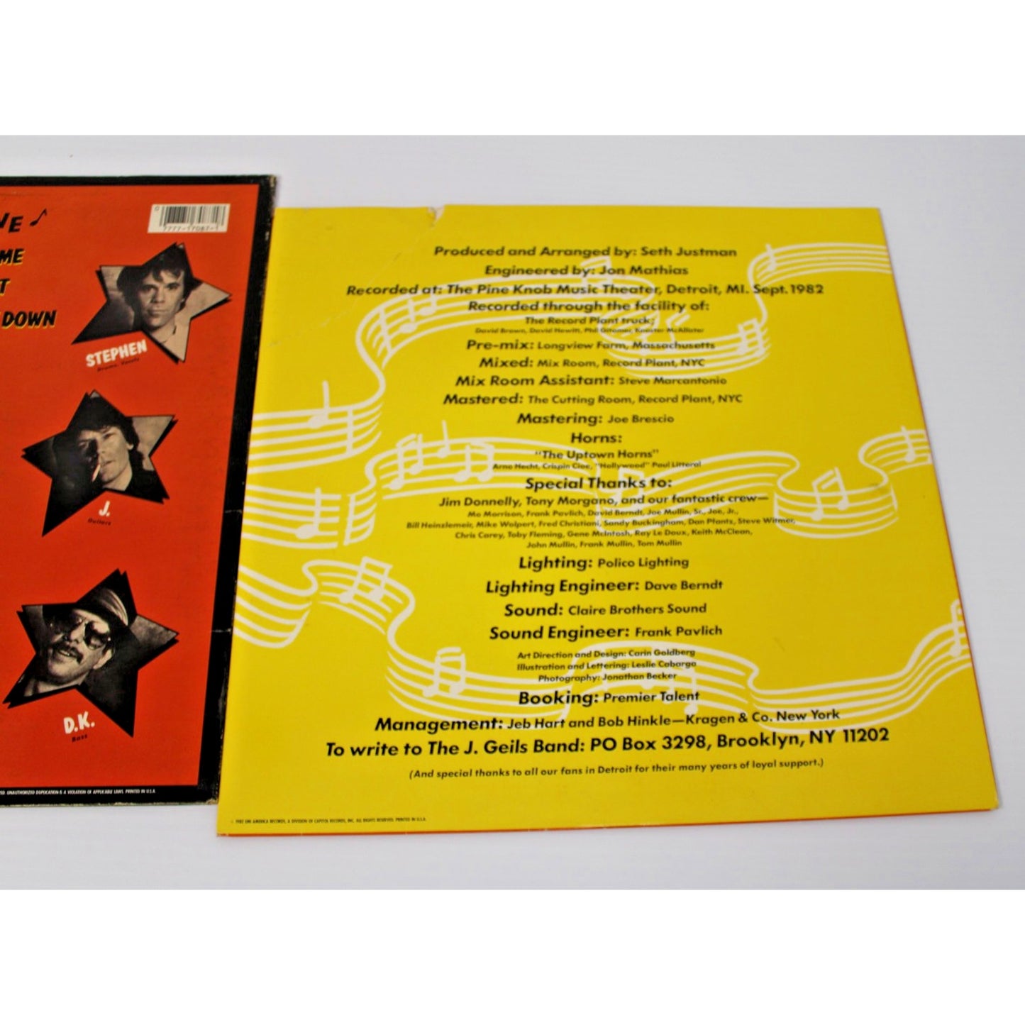 J.Geils Band- Showtime! Historic Live Album! 1982 EMI SO-17087 Classic LP VG+