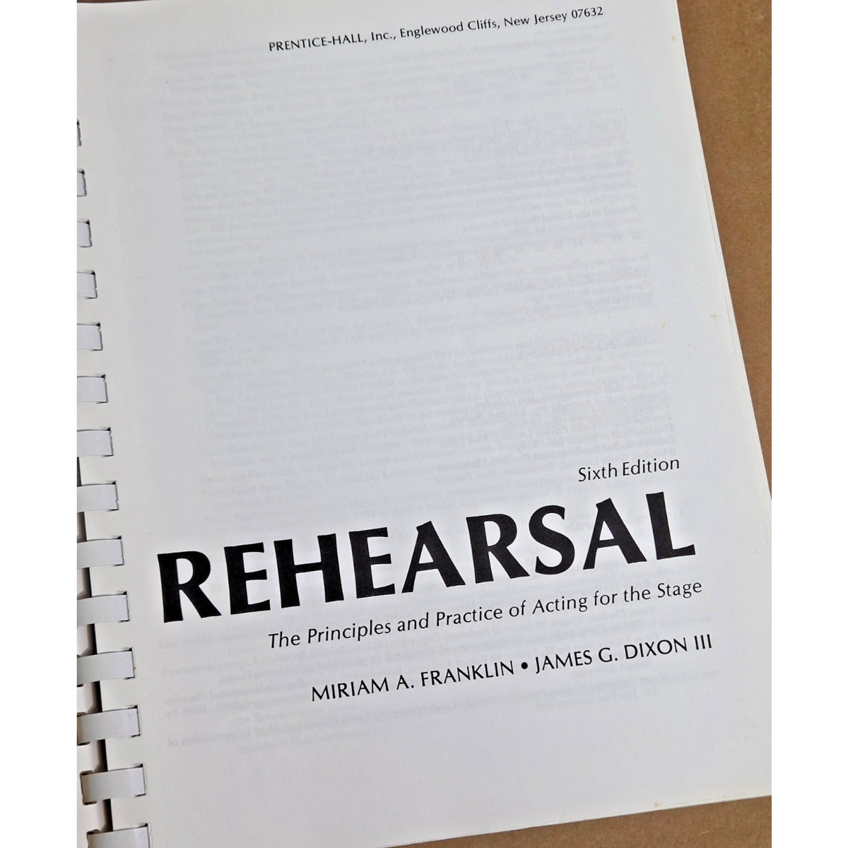 Vintage "Rehearsal: Principles & Practice of Acting" 6th Ed 1983 Franklin/Dixon