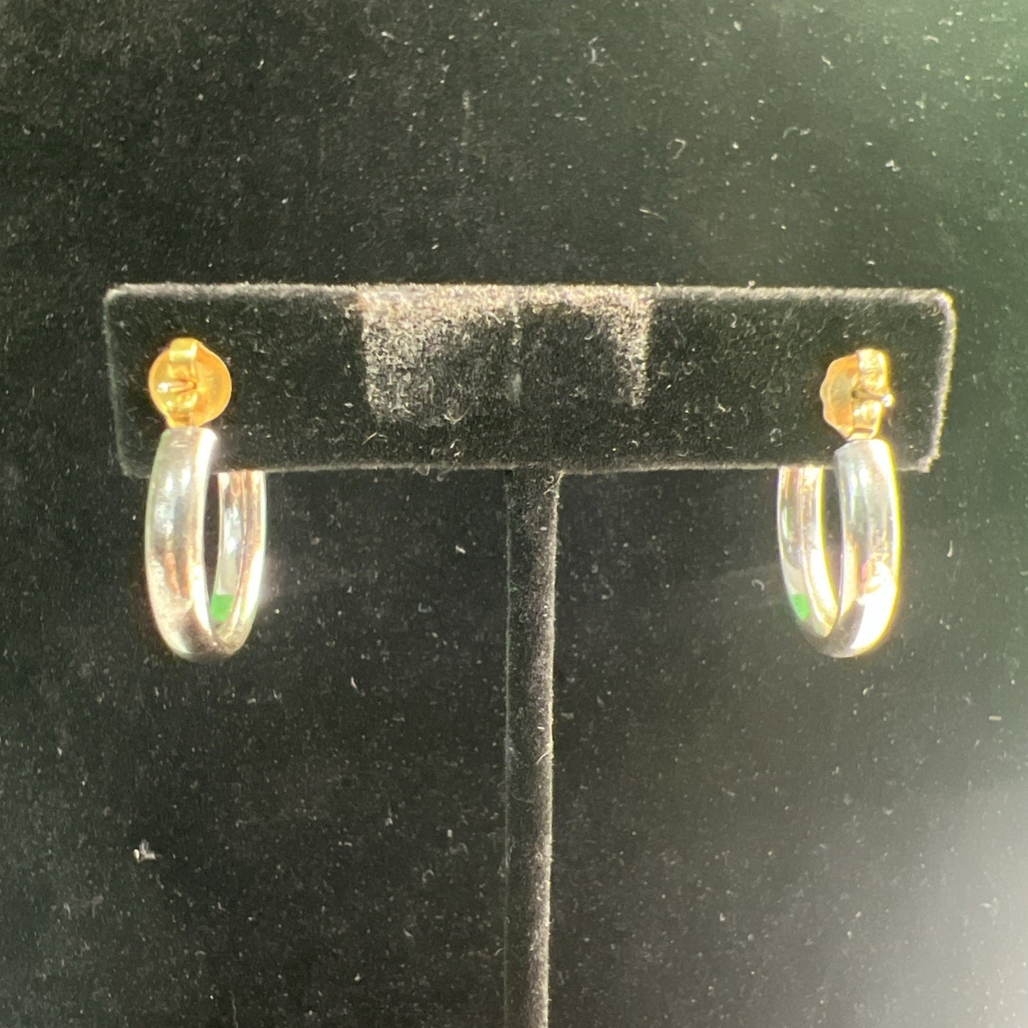 Elegant 925 Sterling Silver Hoop Earrings 1” Diameter Post Clutch Back