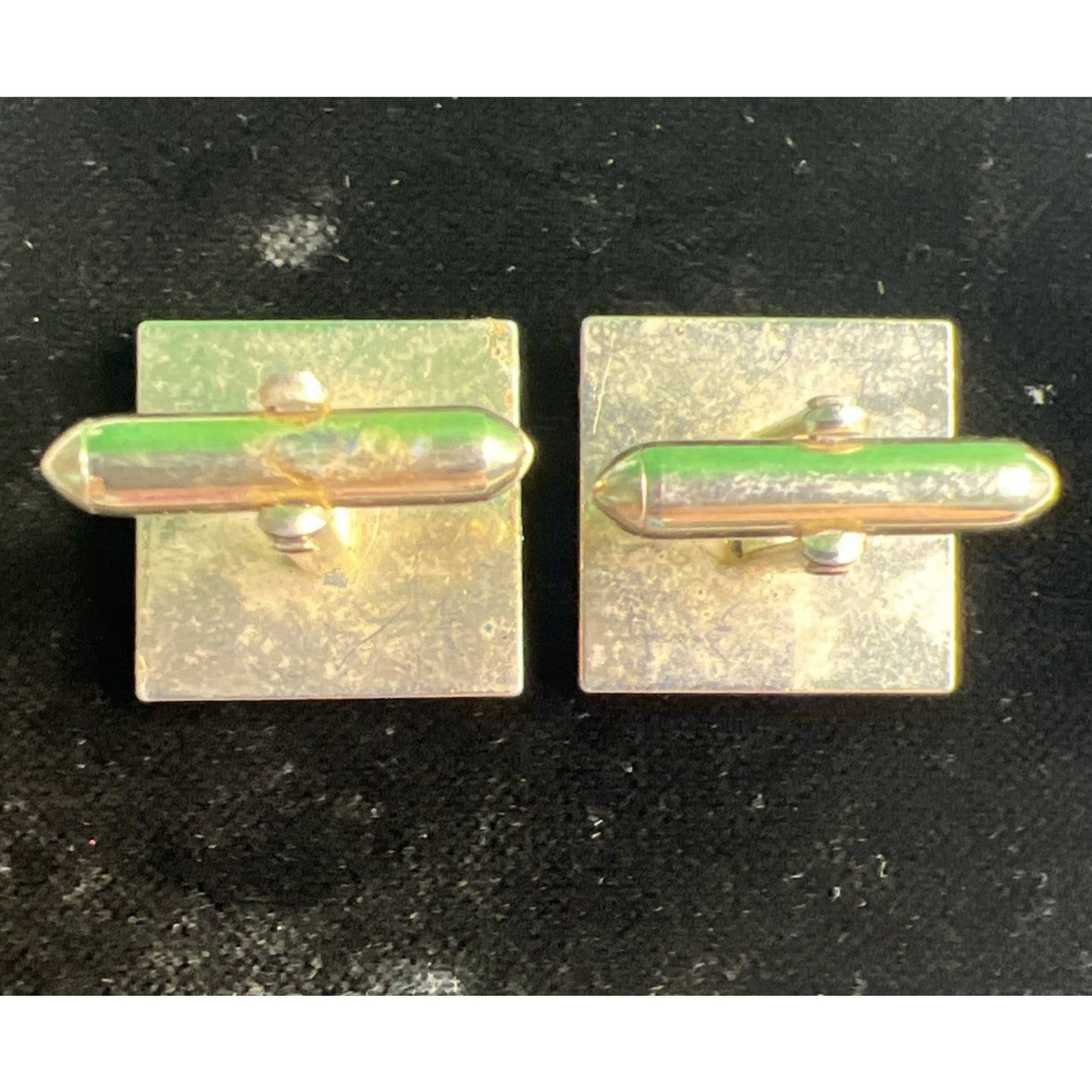 Vintage Mens Cufflinks Mother Of Pearl Gold Tone Rectangle Retro Framed