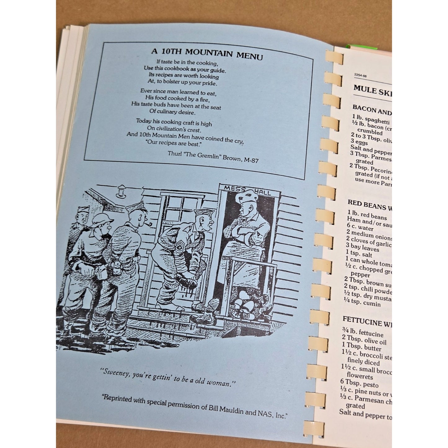 Vintage 10th Mountain Division "Chowdown with the Tenth" Cookbook WWII- Rare!