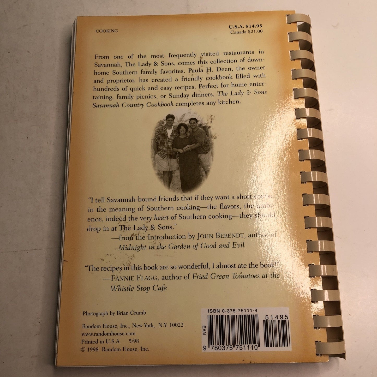 The Lady & Sons Savannah Country Cookbook Paula H. Deen 1998 Spiral Bound