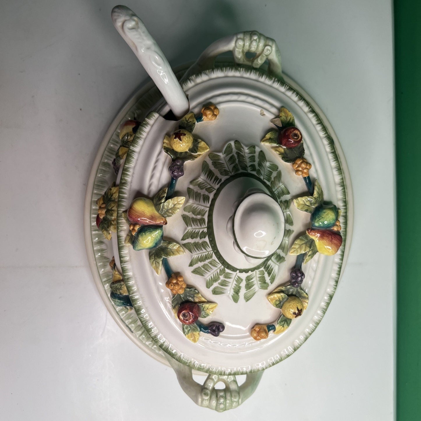 VTG Harvest Collection Hand-painted Ceramic Soup Tureen with Fruits Complete Set