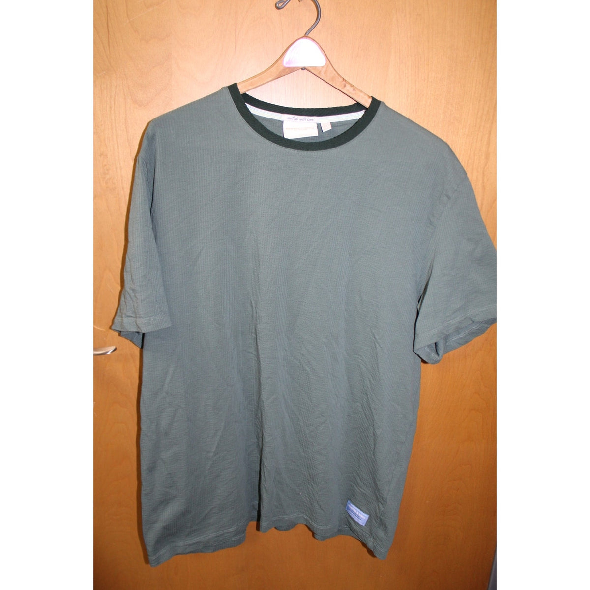 Scotch & Soda Amsterdam Men's XL Waffle Knit Textured T-Shirt - Sage Green