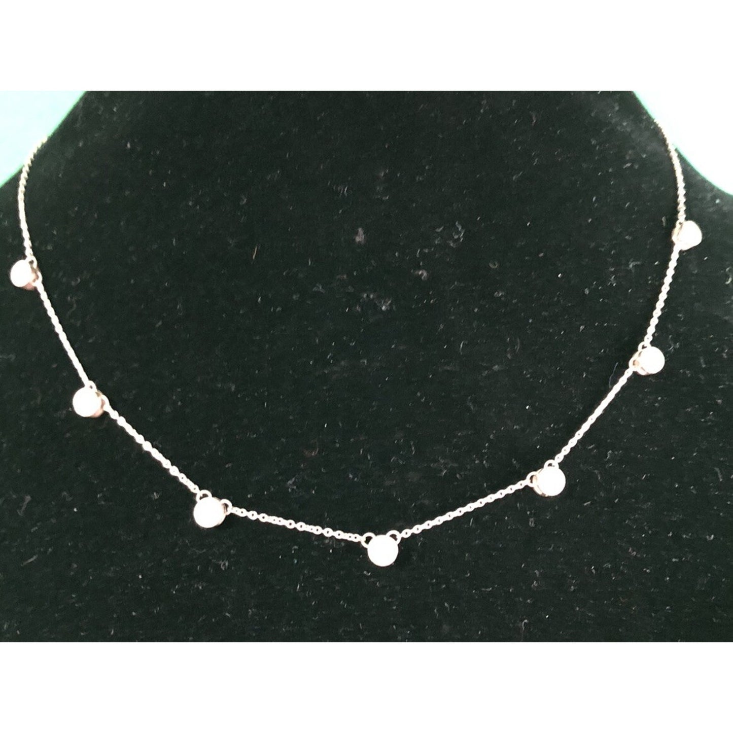 Vintage Sterling Silver & Bezel Set Rhinestone Retro Choker Necklace 17”