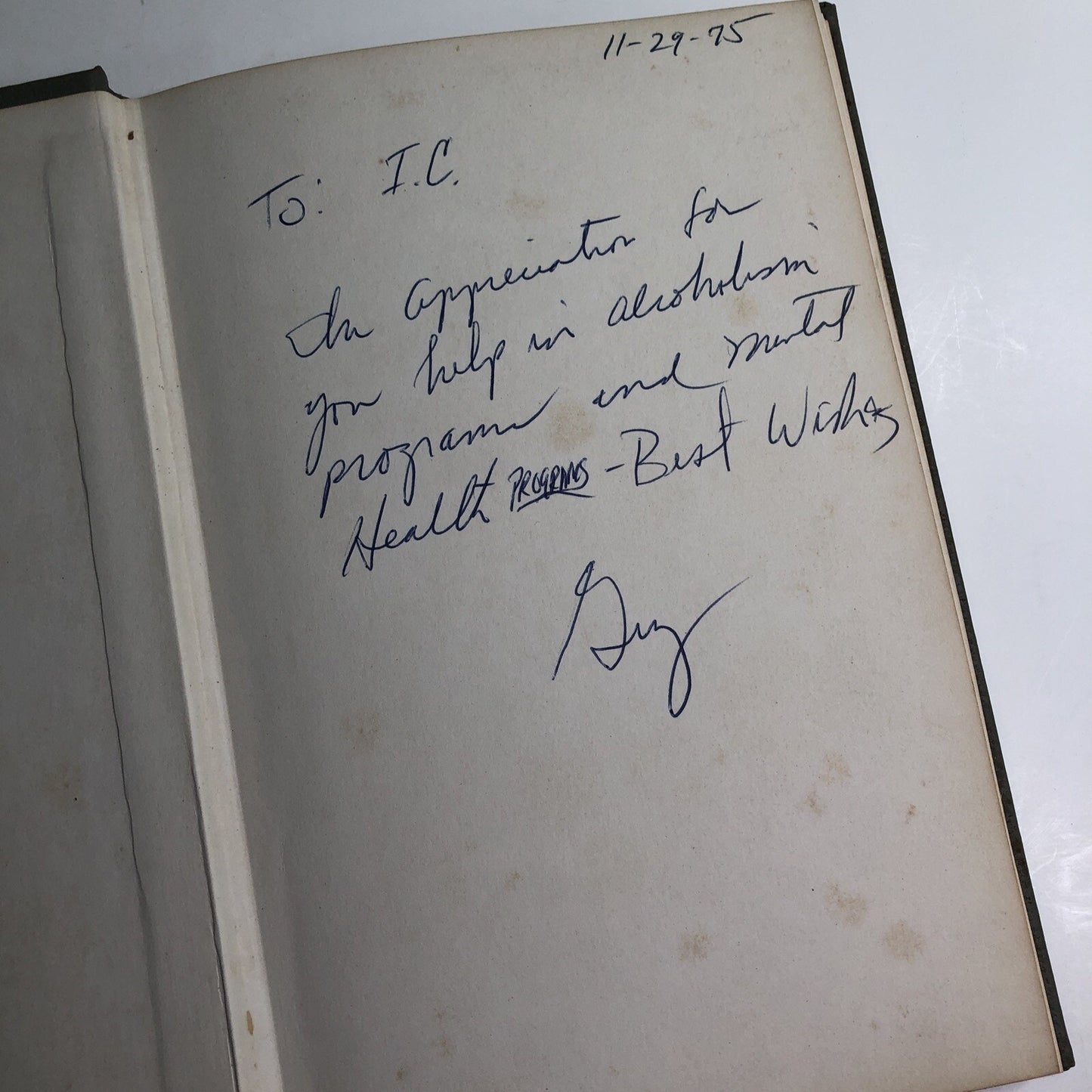 1975 Management’s Approach To Alcoholism By Guy Phillip Moore Signed By Author