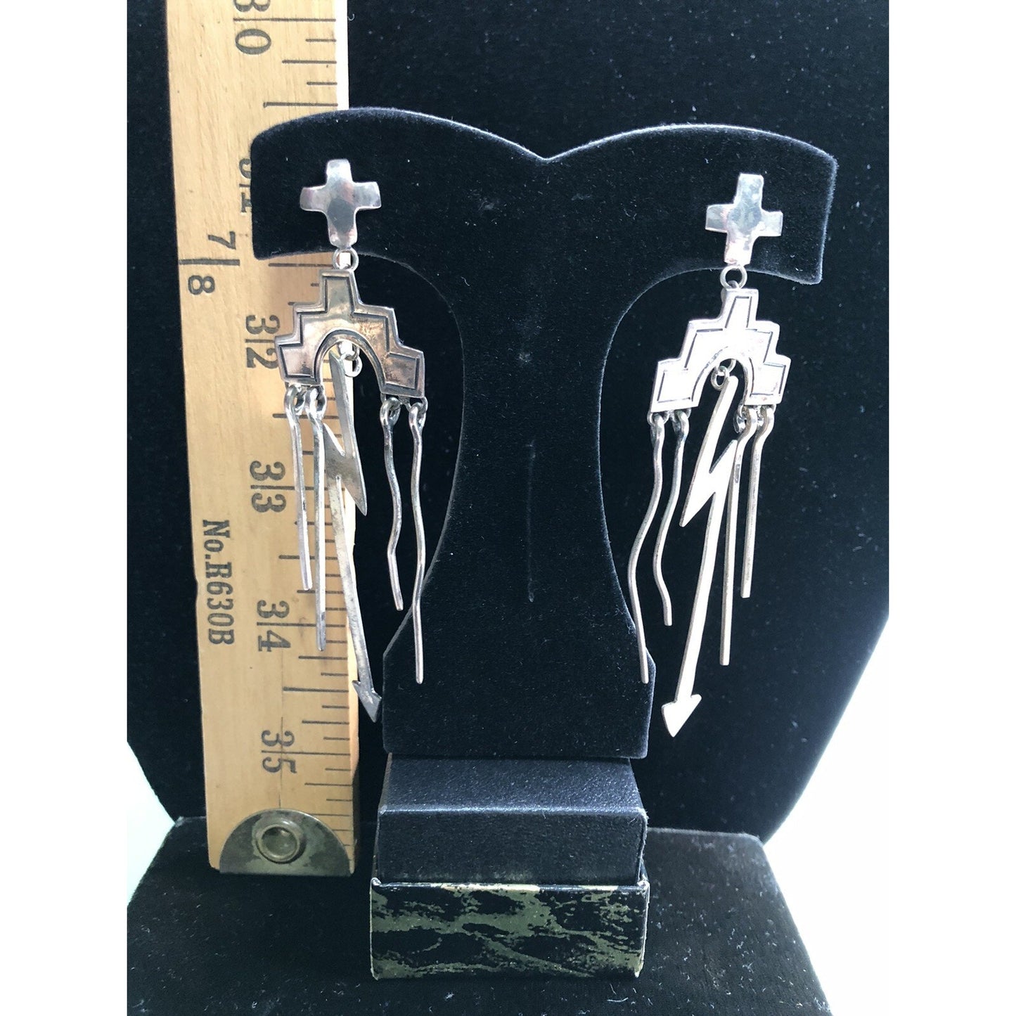 Vintage Signed Stamped Nora Nelson Navajo Sterling Pierced Earrings Native