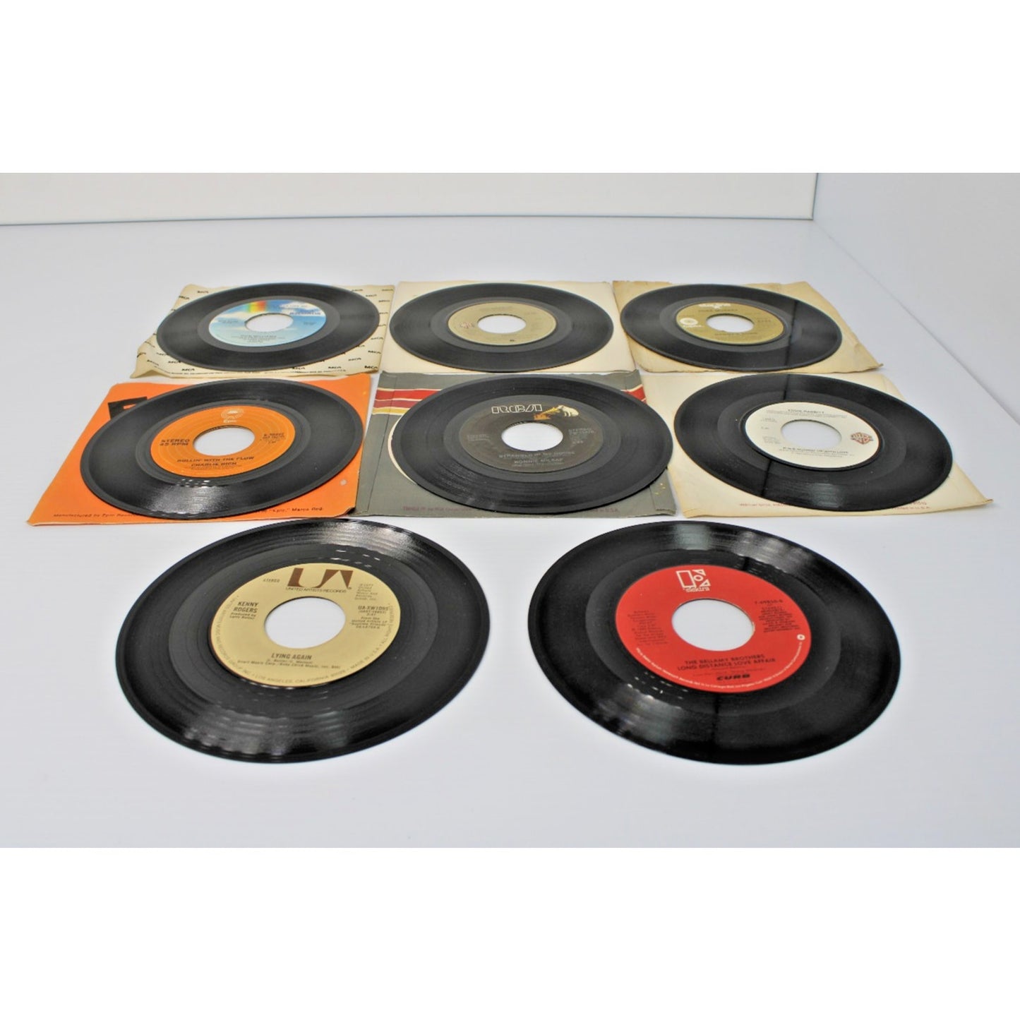 Lot of 8 Country 7" 45 RPM, 70s-80s Kenny Rogers, Charlie Rich, Don Williams- EX