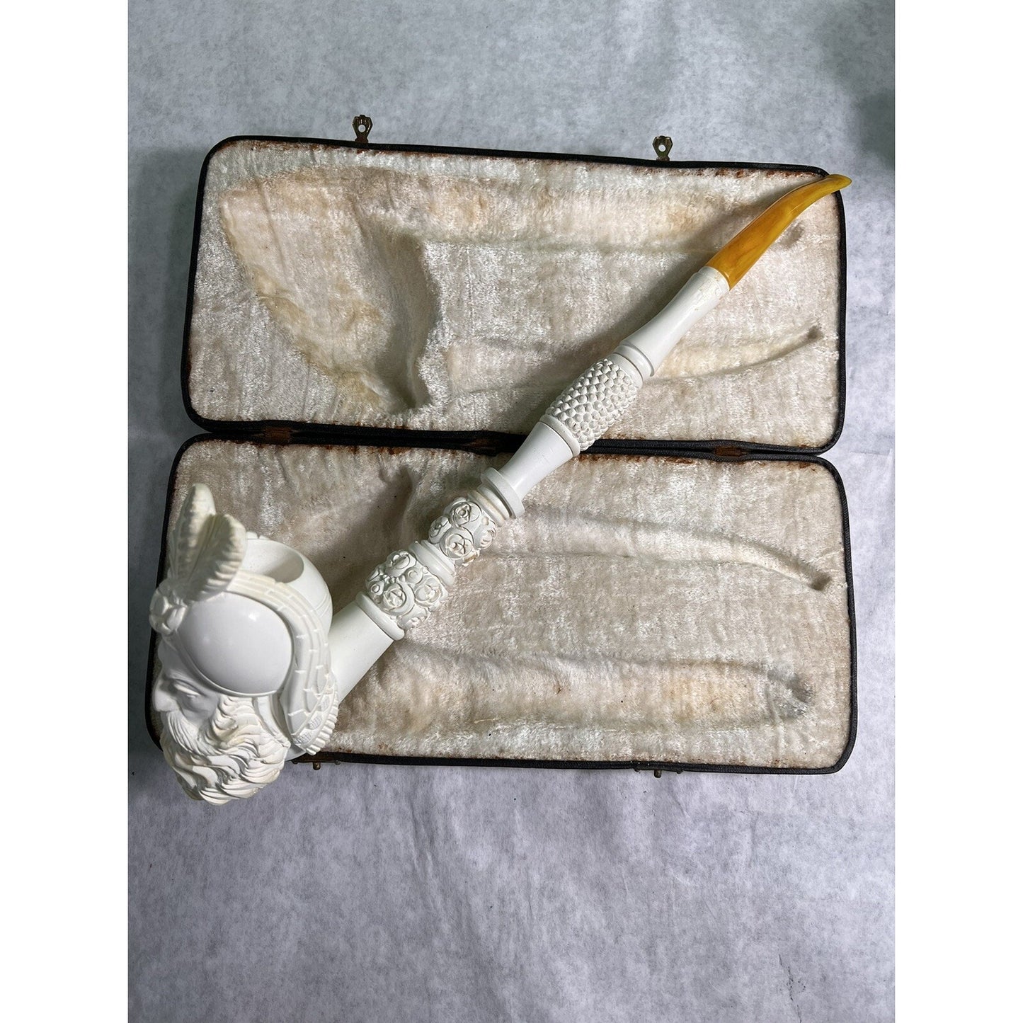 HUGE Vintage Turban Sultan Meerschaum Pipe never used VGC 15 inches long