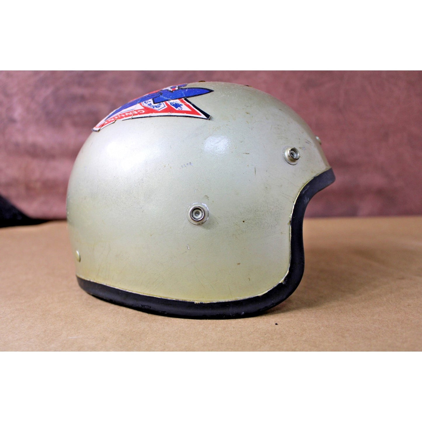 Vintage Silver 3/4 Open Face Scooter Motorcycle Helmet Bud Man Budweiser