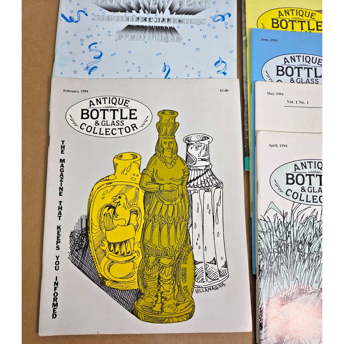 Vintage Antique Bottle & Glass Collector Magazine Lot 1984 1994 11 Issues