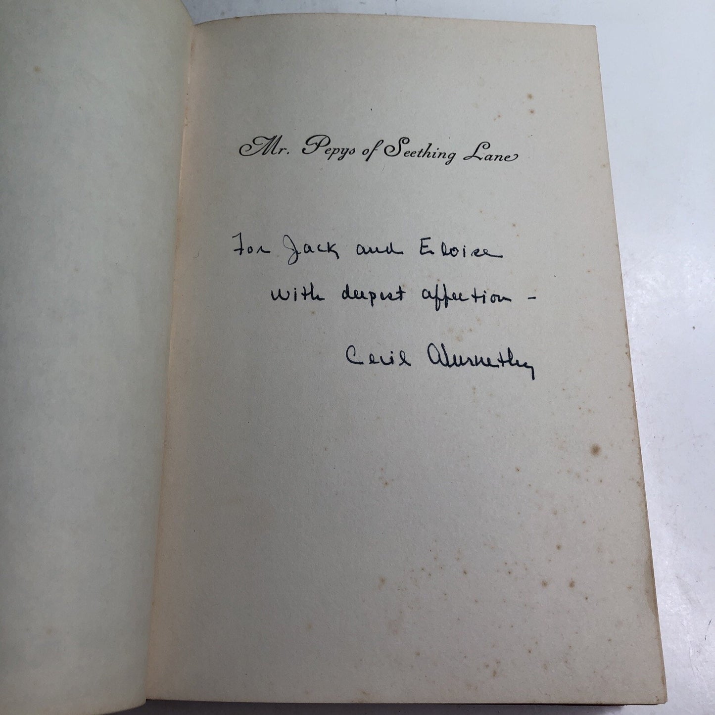 Mr. Pepys Of Seething Lane A Narrative By Cecil Abernathy 1957 HC SIGNED