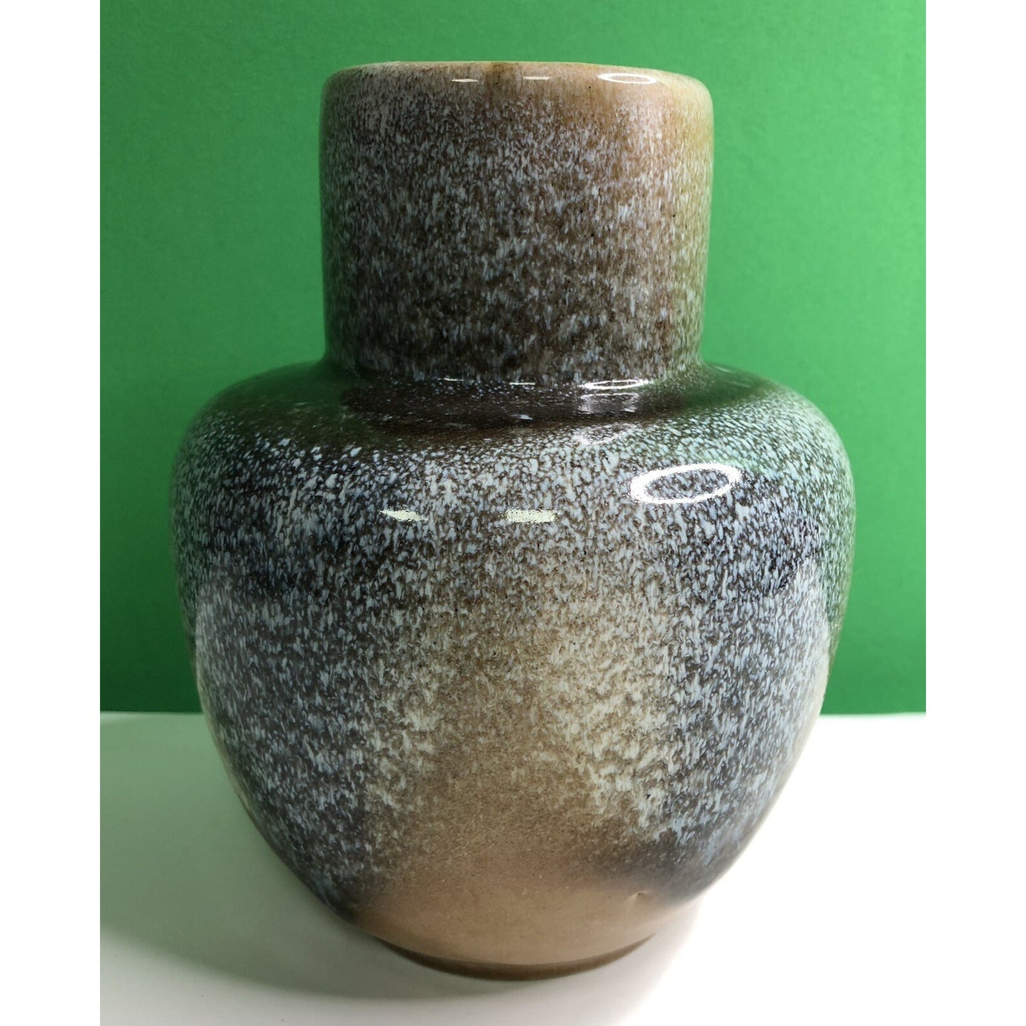Vintage MCM Royal Hickman Pottery Vase Unique Brown Blue Cream Tan Glaze Haeger