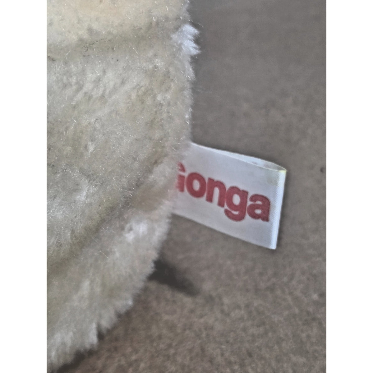 Vintage Russ Berrie White Gonga Gorilla Plush - Rare "Albino" Heart Thumb Sucker