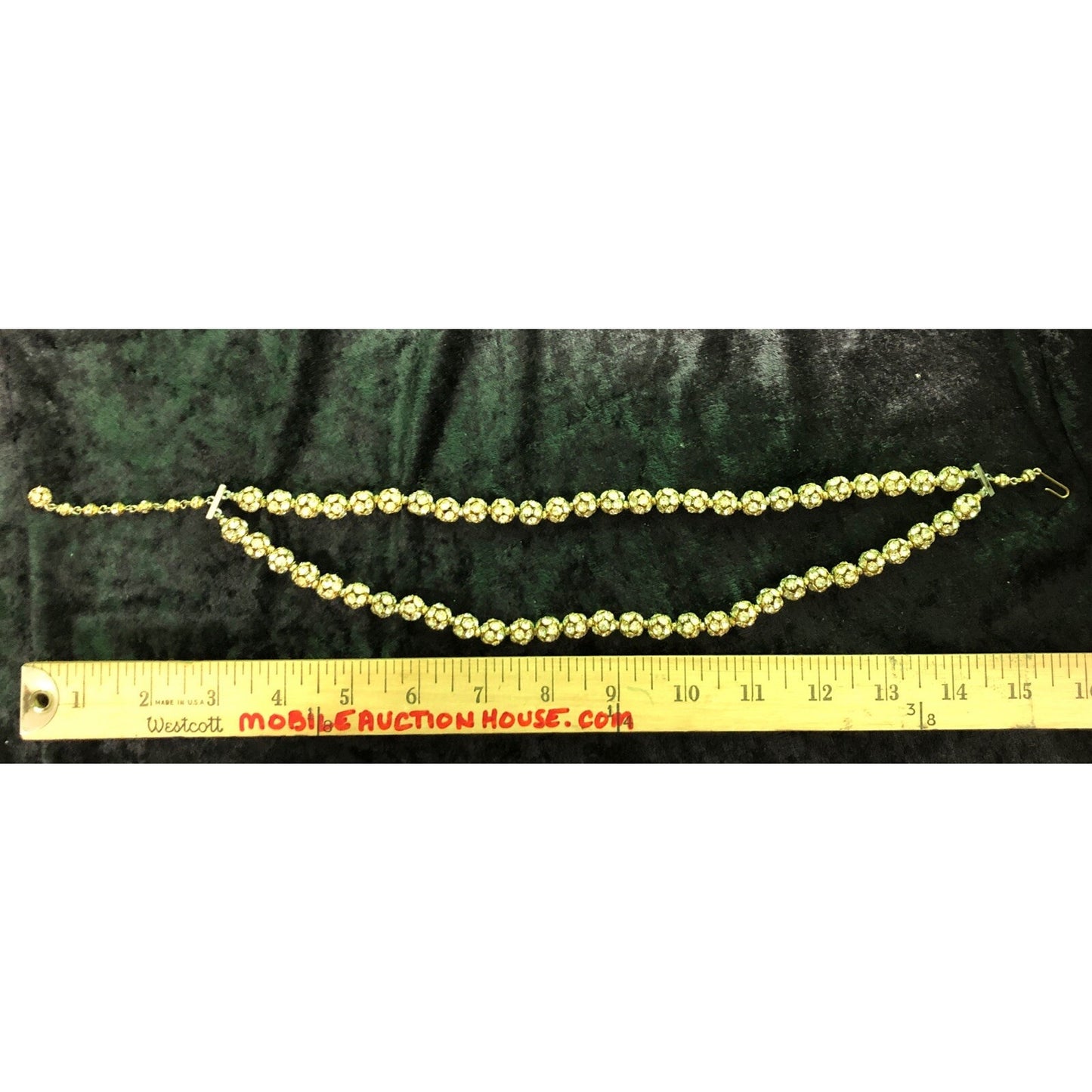 VTG Double Strand Elegant Choker Necklace Goldtone Rhinestones 16” Adjustable