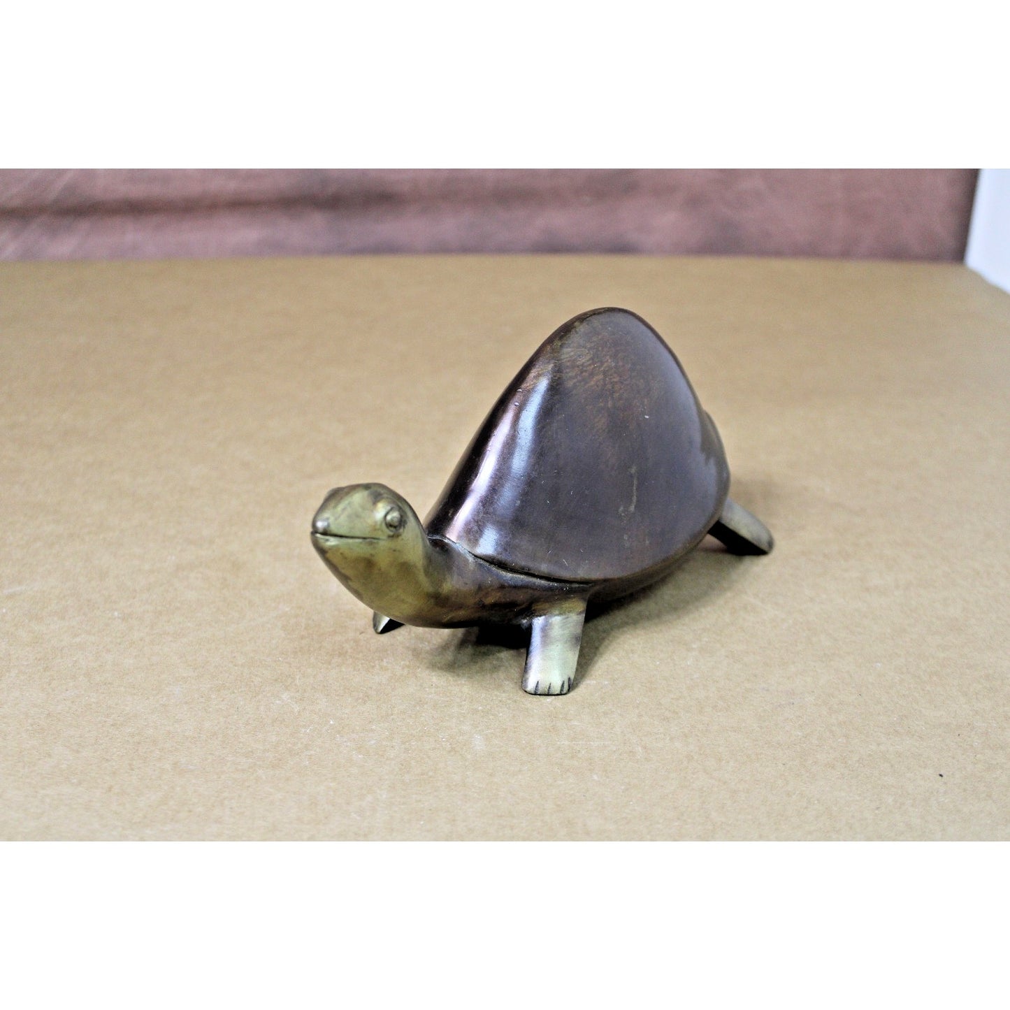 Vintage Brass/Bronze Turtle Tortoise 8.5 L x 3.5 H, Beautiful Patina, Over 2 lbs