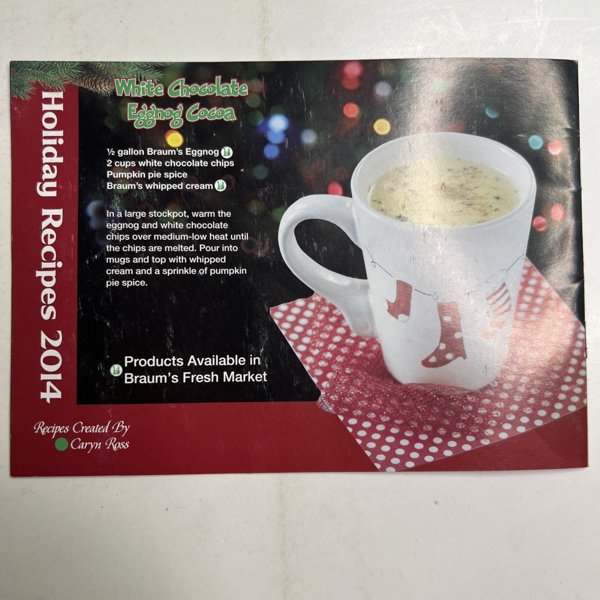 VTG 2014 Braum's Holiday Recipes Mini Cookbook Booklet Christmas Entertaining