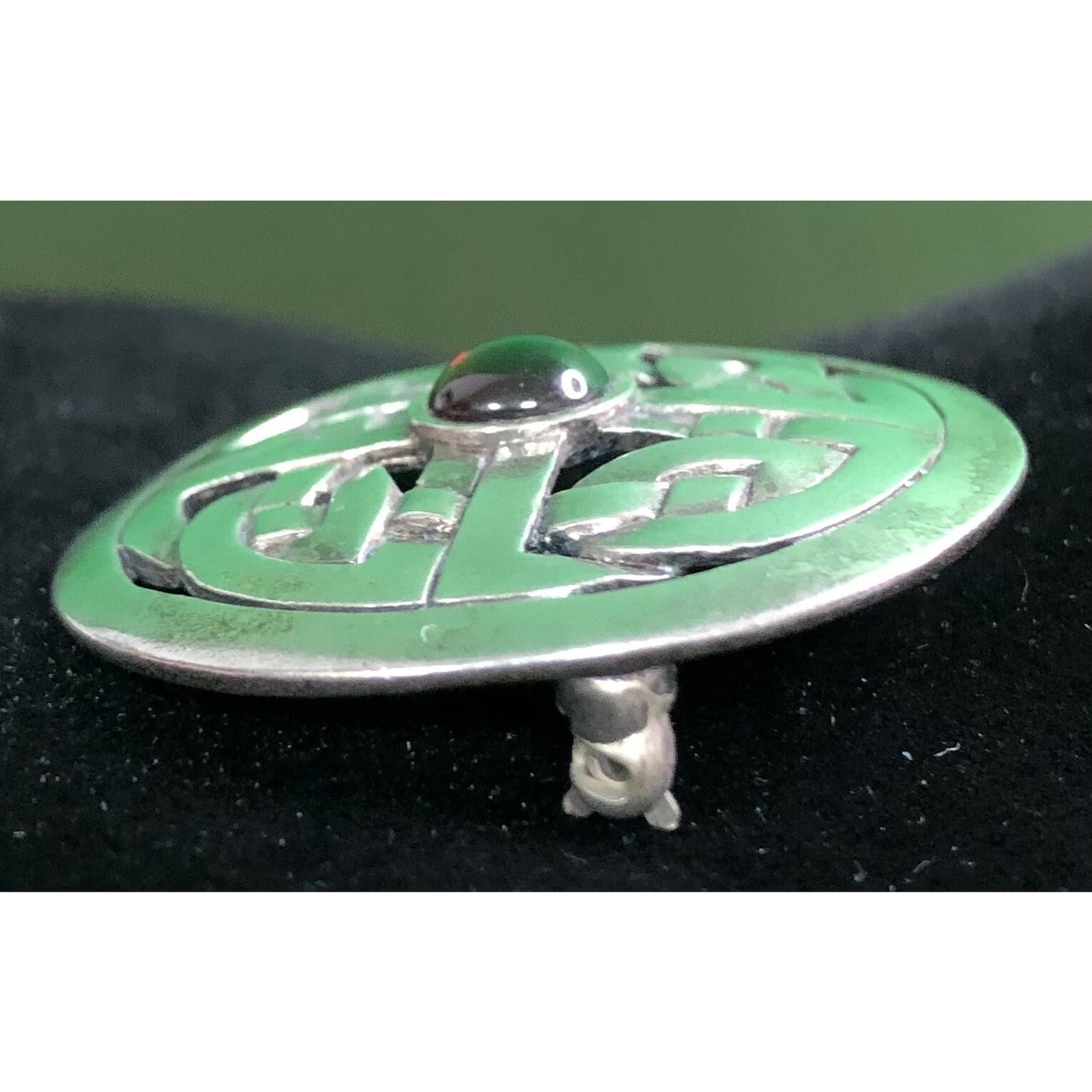 Metropolitan Museum Of Art Silver Brooch MMA Irish Celtic Pin with Garnet Stone