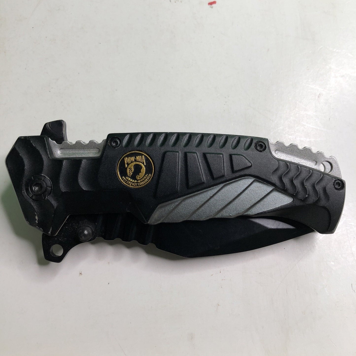 MTech POW/MIA A/O Folding Knife Black Stainless Blade Aluminium Handle MT-A944GY