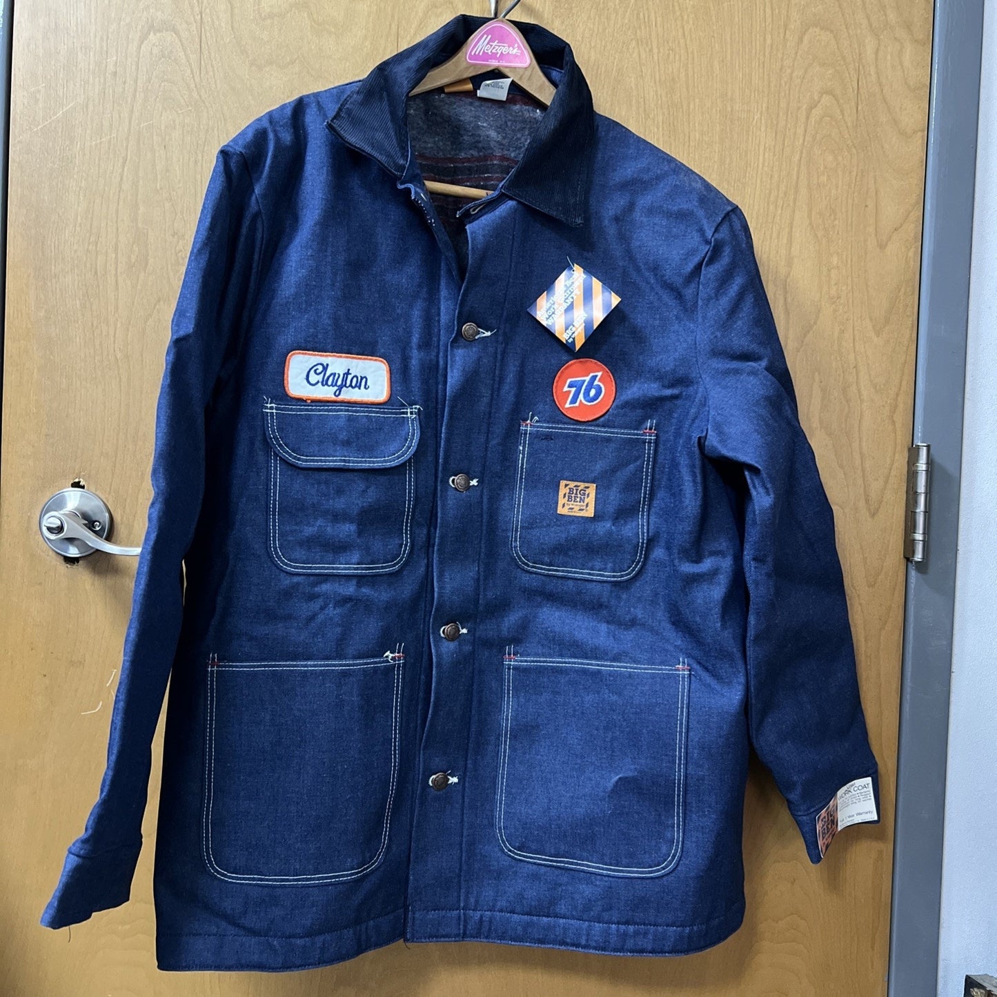 Vintage NOS NWT BIG BEN by Wrangler Denim Jacket Lined Gas Oil 76 Patch Size 44
