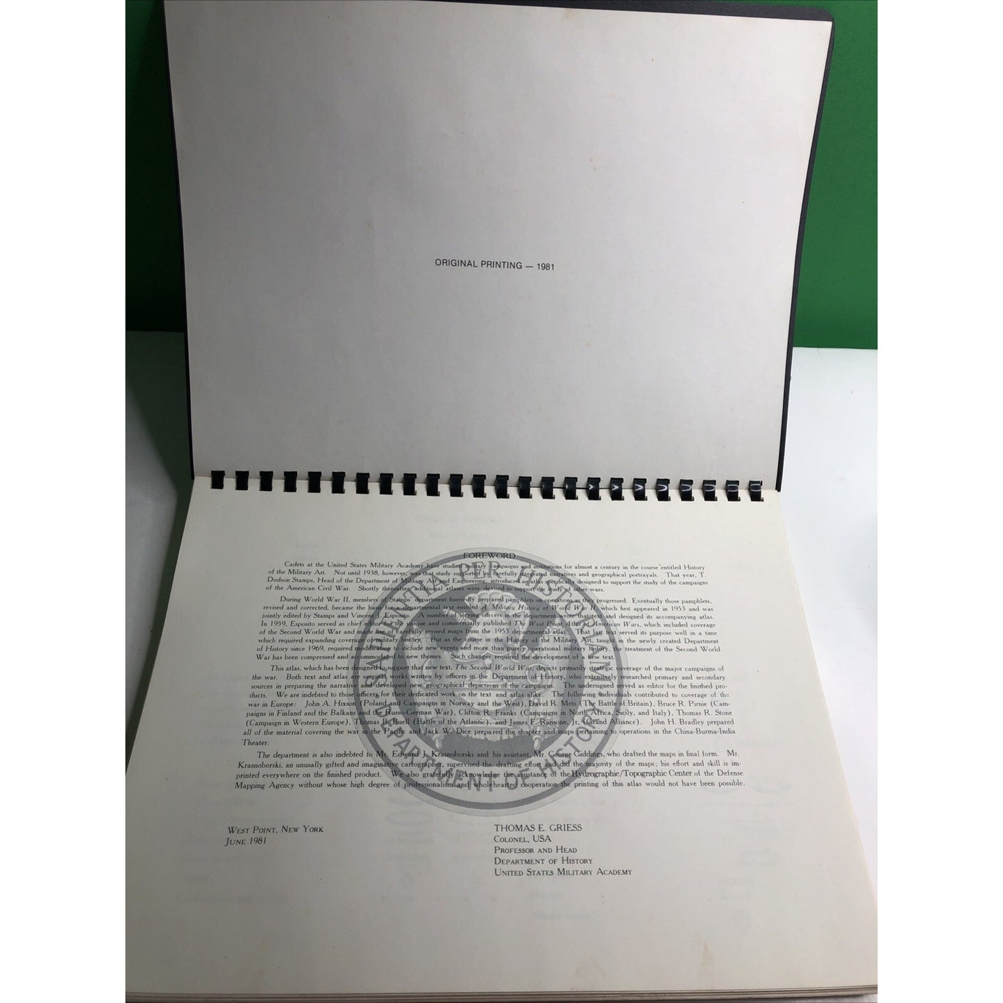 1981 Campaign Atlas Second World War United States Military Academy History Text