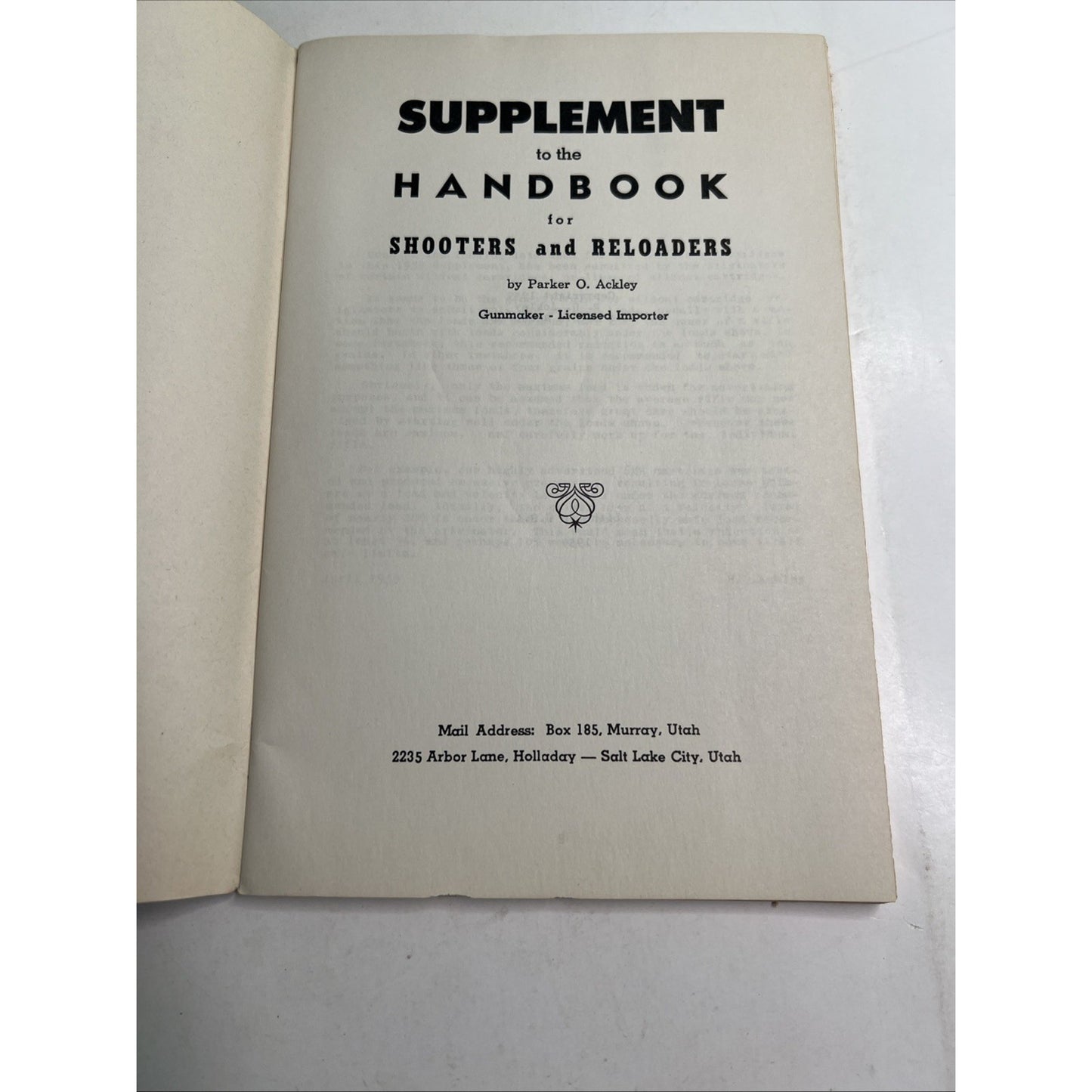 1959 Handbook for Shooters and Reloaders (Illustrated) WITH Supplement by Ackley