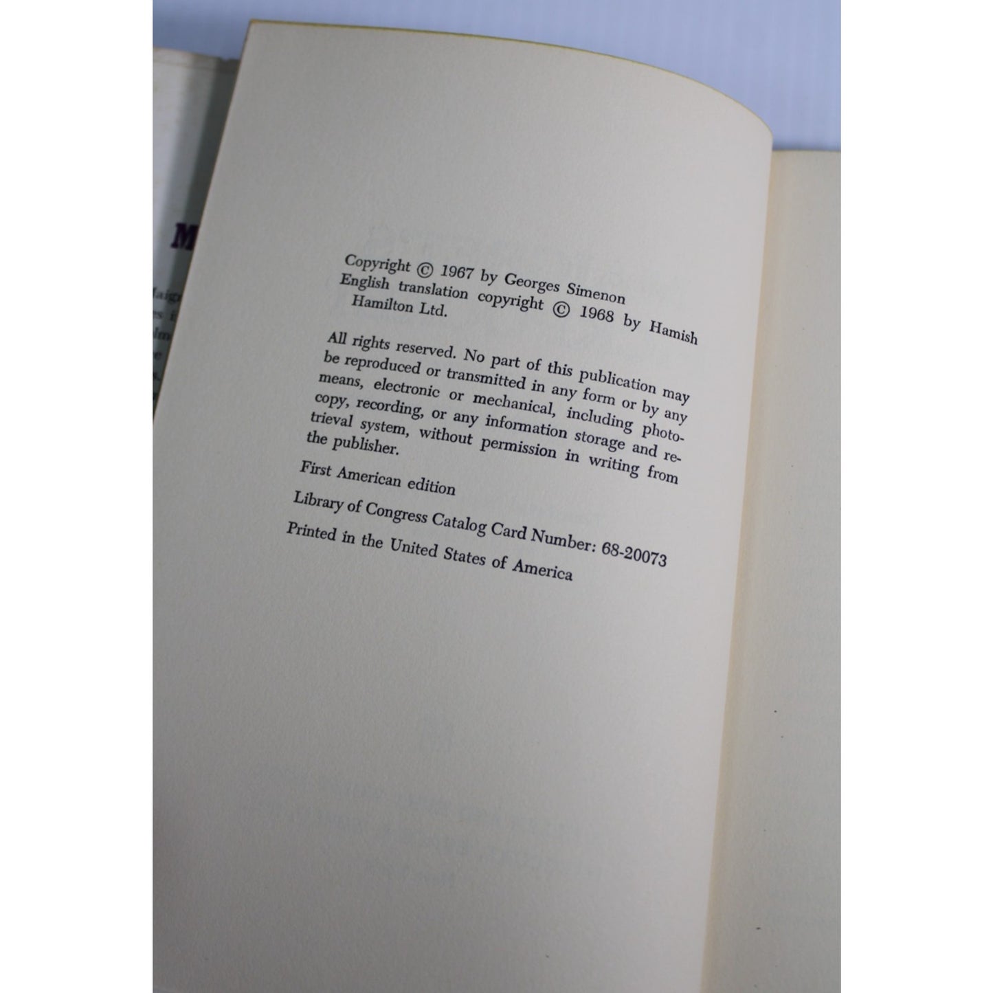 Maigret's Pickpocket by Georges Simenon HC DJ 1st First Edition Very Good 1968