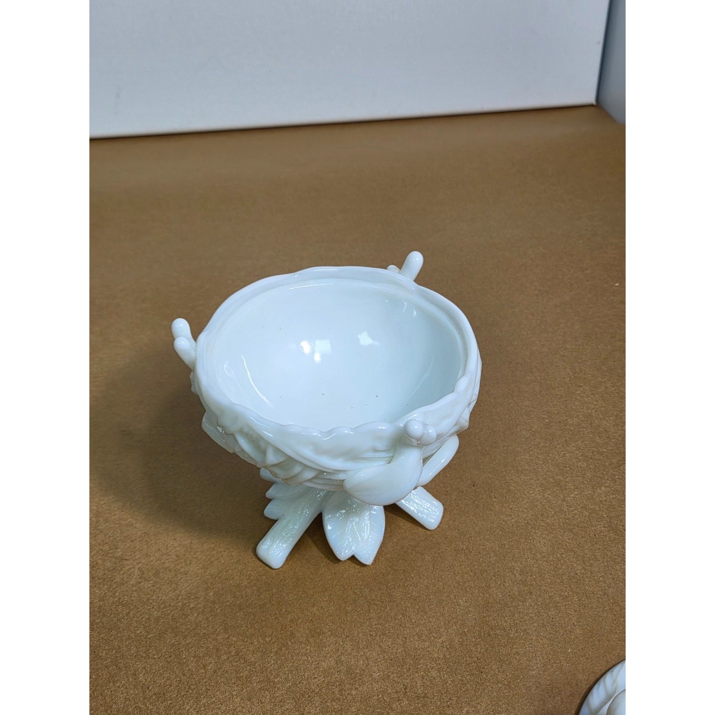 Vintage Westmoreland Milk Glass Dove on Nest Pedestal Covered Candy Dish WG Logo