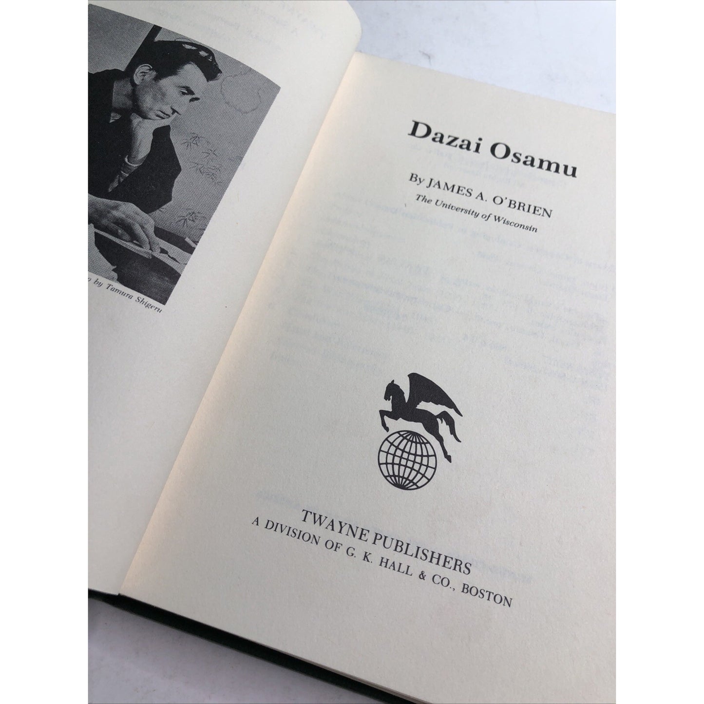 DAZAI OSAMU by James A. O'Brien 1975 #348 TWAS Twayne World Author Series Japan