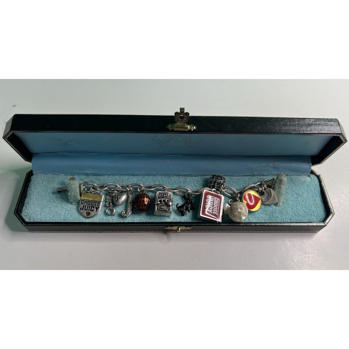 Vintage Juicy Couture Charm Bracelet With Charms & Original Box 7”