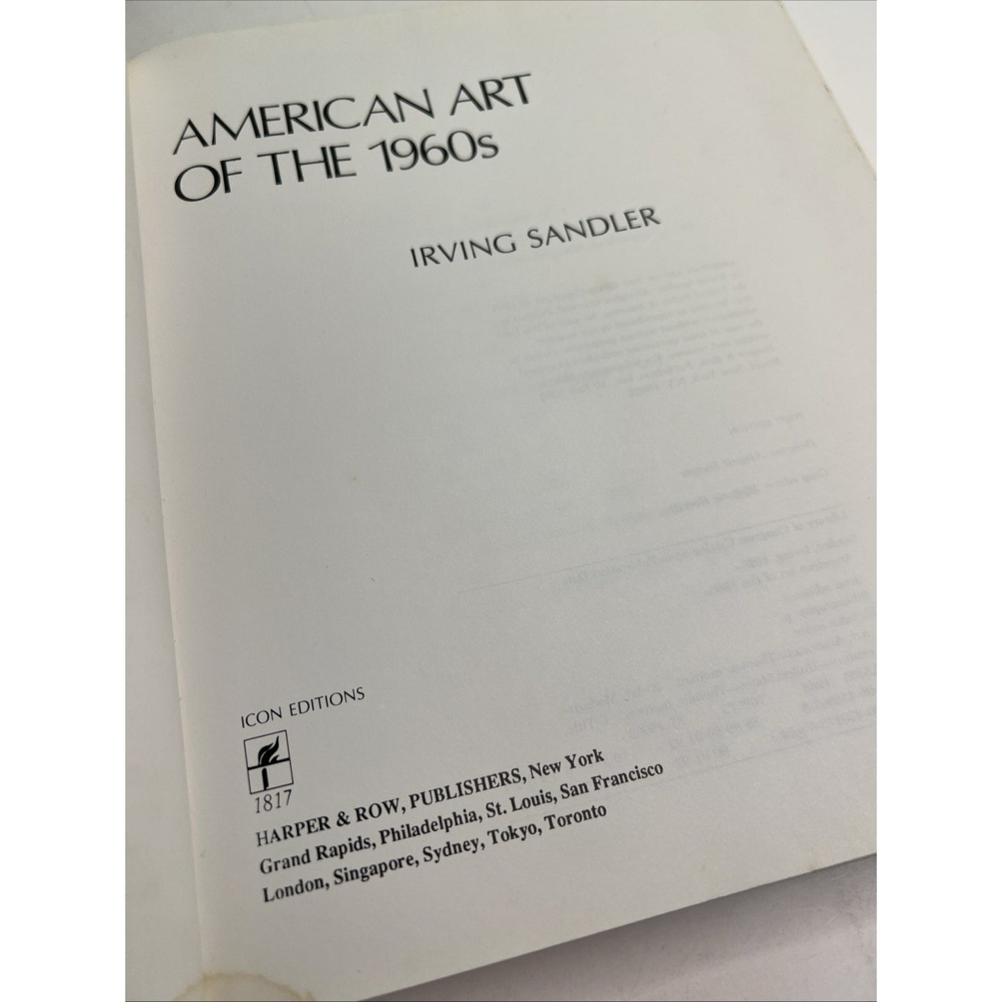 AMERICAN ART OF THE 1960s By Irving Sandler 1989 PB 1st Edition Illustrated