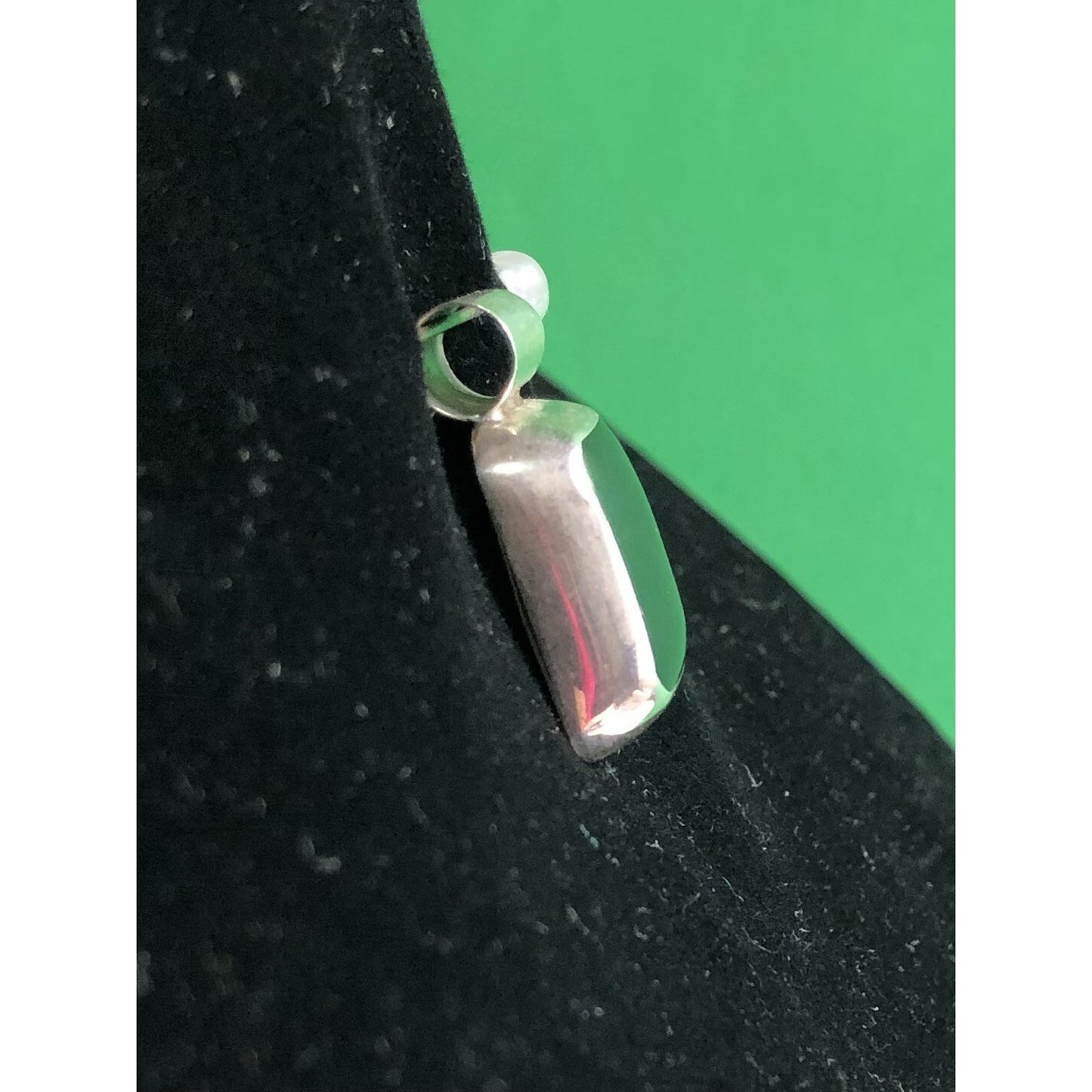 Vintage Black Onyx & Sterling Silver Pendant Mexico 925