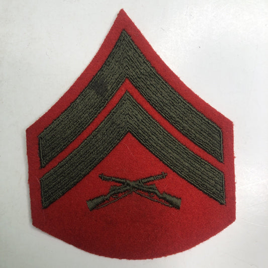 USMC Marine Corps Rank Chevron Lance Corporal Green Red Felt Embroidered Patch