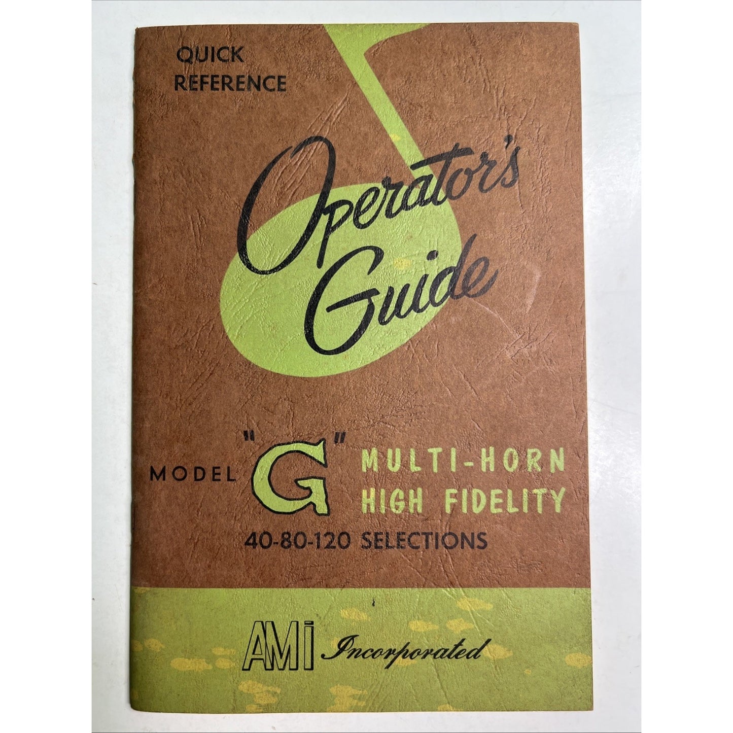 RARE ORIGINAL AMi Model "G" Operators Guide for 40-80-120 Selections Manual