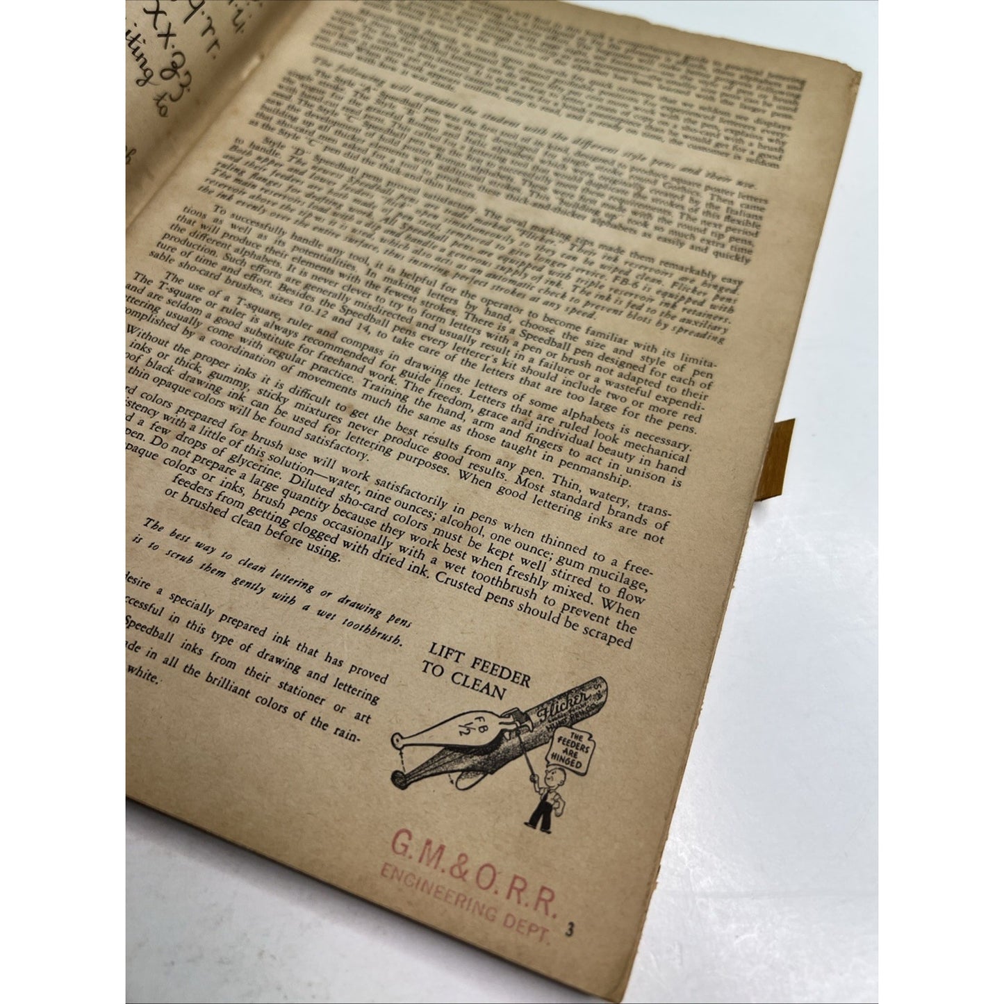 1948 Speedball Lettering Book Property GM&O RAILROAD DRAFTING DEPT MOBILE AL