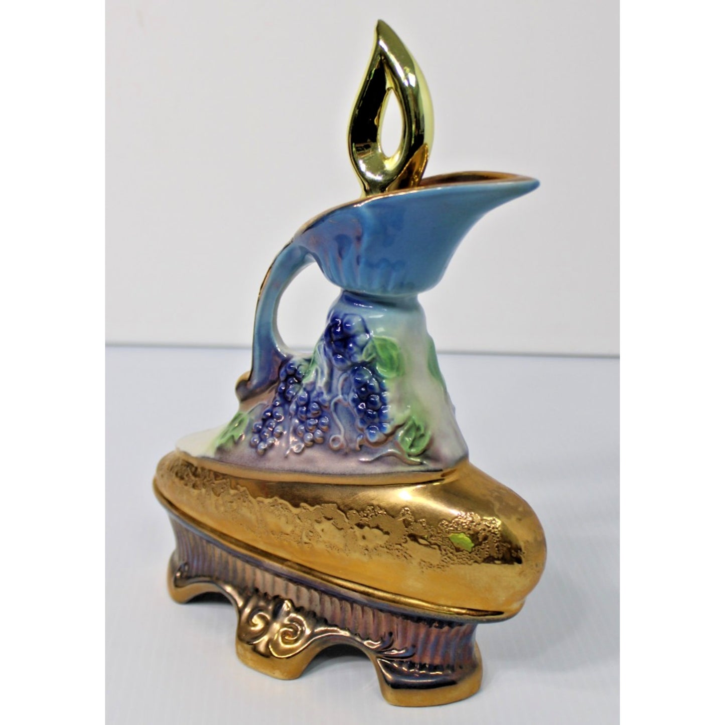 Vintage 1977 Jim Beam Whiskey Decanter, Weeping Gold Grape Cluster, Empty