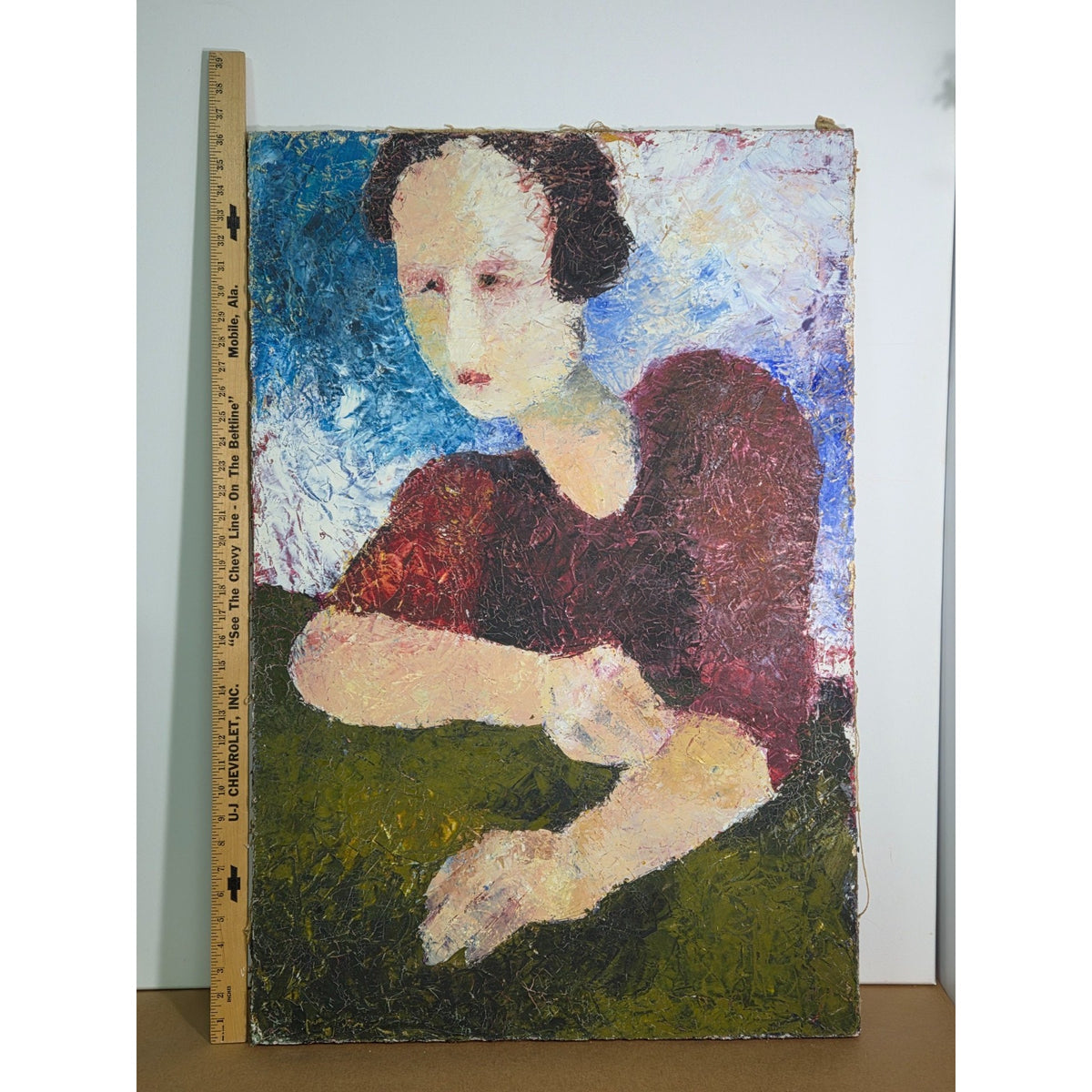 Large Vintage Mid-Century Modern Expressionist Impasto Portrait - Anco Bilt