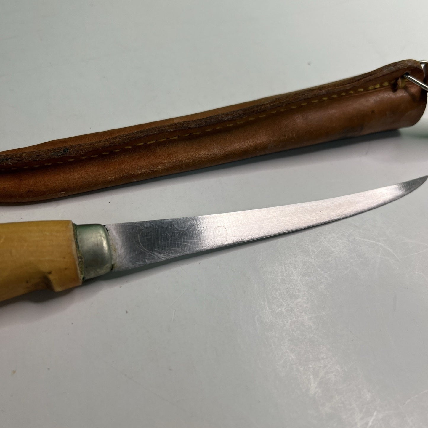 Vintage J Marttiini Rapala Finland Fillet Knife Hand Ground Stainless + Sheath