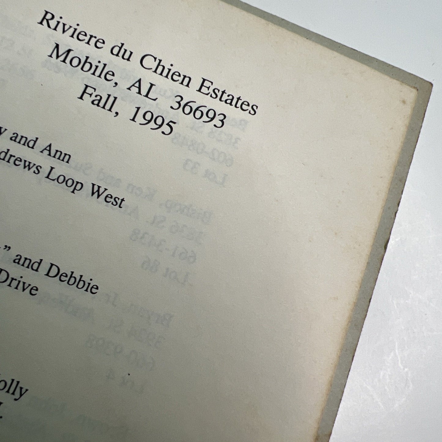 Fall 1995 Riviere du Chien Estates Directory Mobile Alabama Community