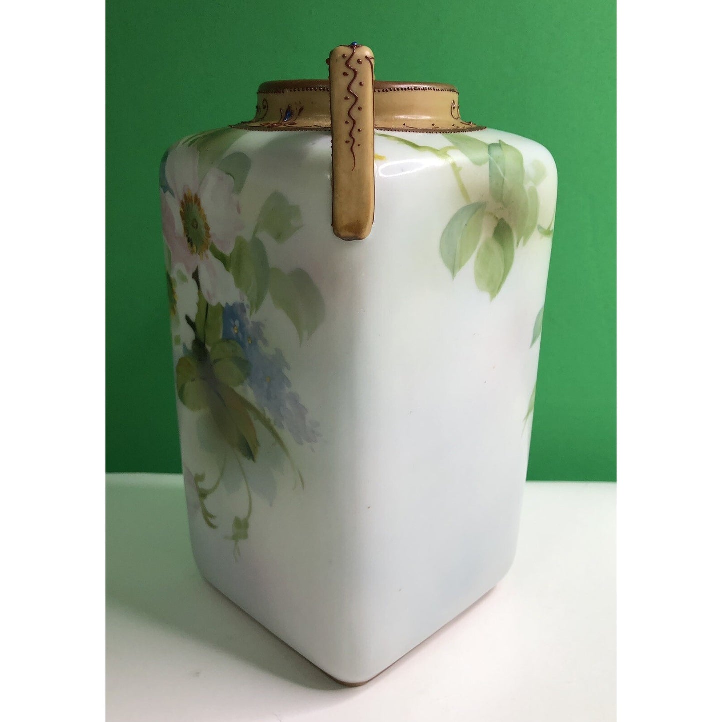 IMPERIAL NORITAKE NIPPON HAND PAINTED VASE OLD ROSES ART NOUVEAU MORIAGE C 1910
