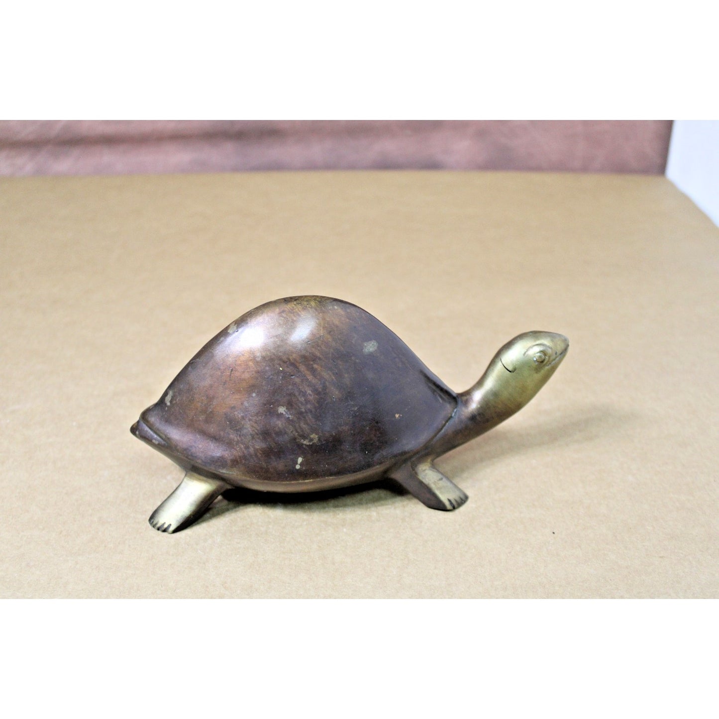 Vintage Brass/Bronze Turtle Tortoise 8.5 L x 3.5 H, Beautiful Patina, Over 2 lbs
