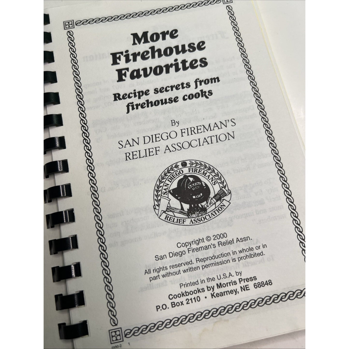 San Diego Fireman’s Relief More Firehouse Favorites Cookbook California 2000