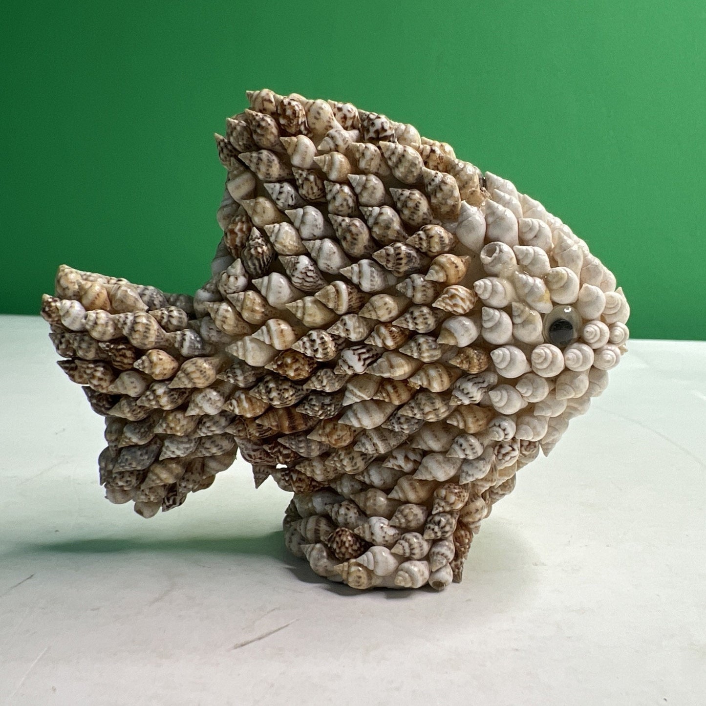 Kitschy Vintage Seashell Art Angelfish Fish Sculpture Figurine