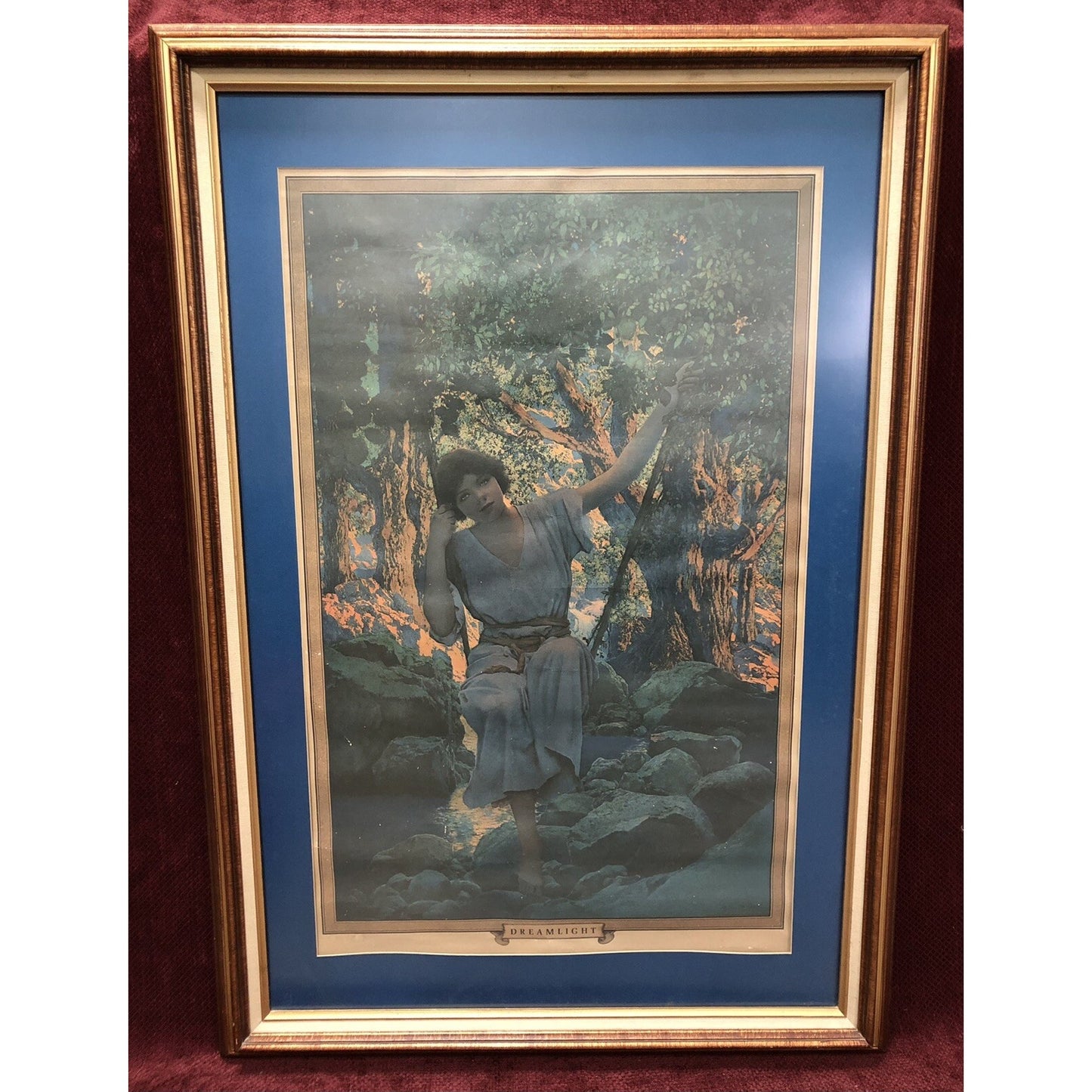 1924 Maxfield Parrish DREAMLIGHT Print 40”x28” Framed Edison Lamp Works GE
