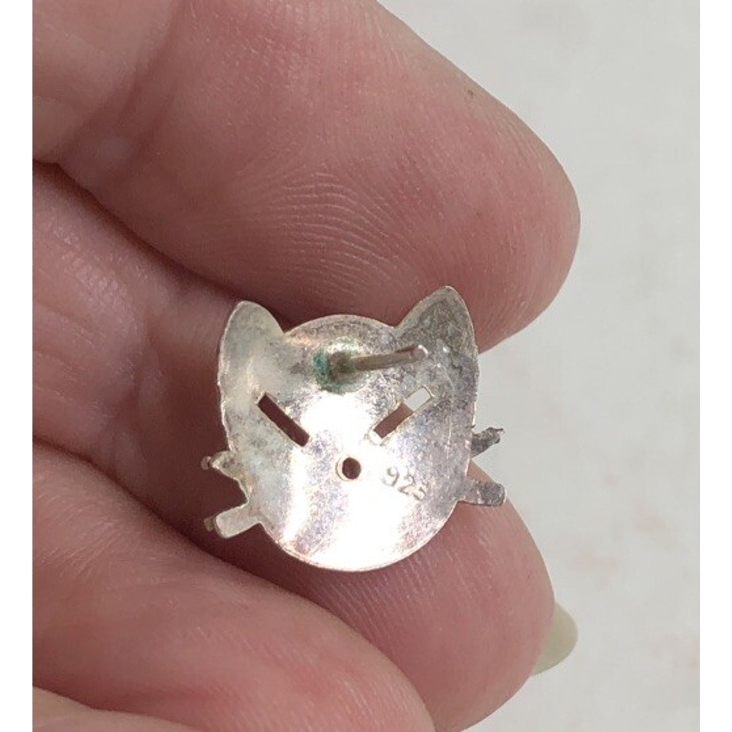 Vtg Mexican Silver .925 CAT EARRINGS Pierced Post Kitty Kitten Feline